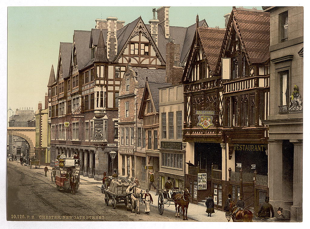 A picture of Eastgate Street and Newgate Street, Chester, England