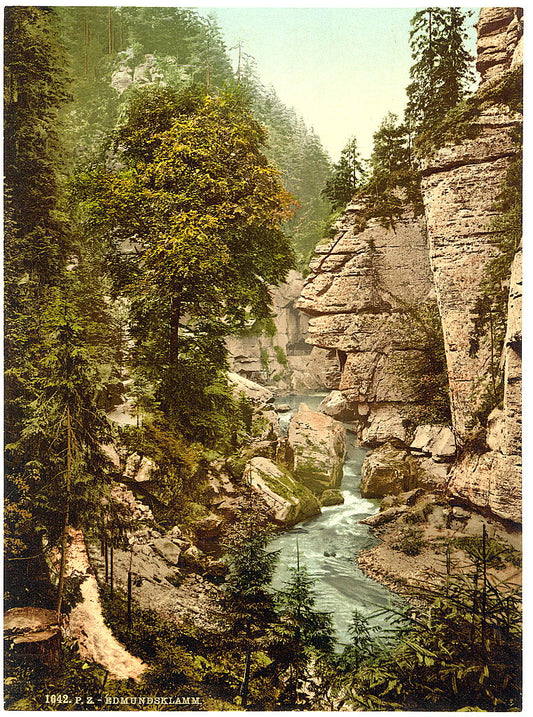 A picture of Edmunds Klamm, boat station, Bohemian Switzerland, Bohemia, Austro-Hungary
