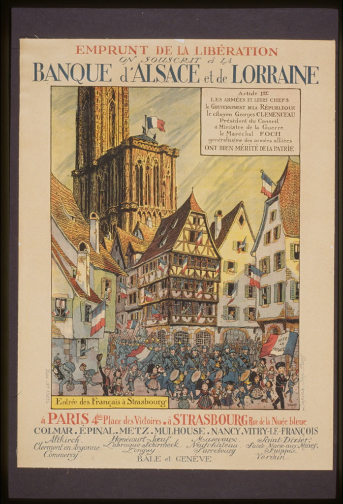 A picture of Emprunt de la Libération. On souscrit á la Banque d'Alsace et de Lorraine. Entrée des Français á Strasbourg