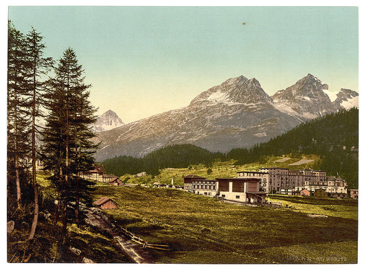 A picture of Engadine, St. Moritz, and view of the Pulaschin, Albana and Julier, Grisons, Switzerland