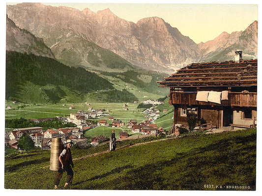 A picture of Engelberg Valley and Peasant's House, Bernese Oberland, Switzerland