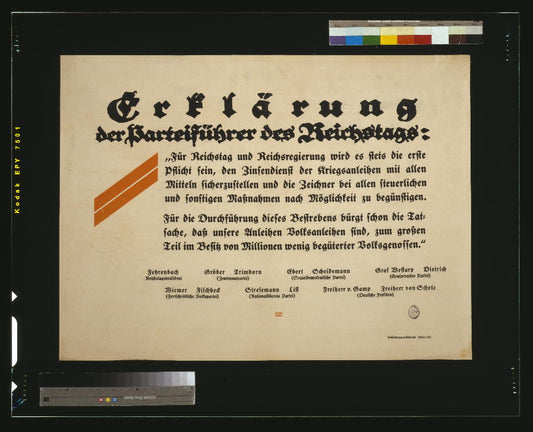 A picture of Erklärung der Parteiführer des Reichstags