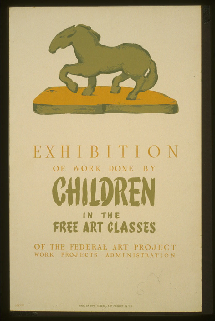 A picture of Exhibition of work done by children in the free art classes of the Federal Art Project Works Projects Administration