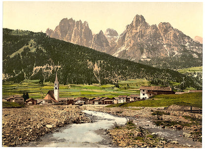 A picture of Fassathal (i.e., Fassatal), St. Nicolo and Rosengarten, Tyrol, Austro-Hungary