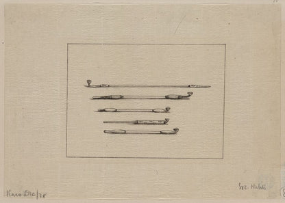 A picture of Five styles of tobacco or opium pipes