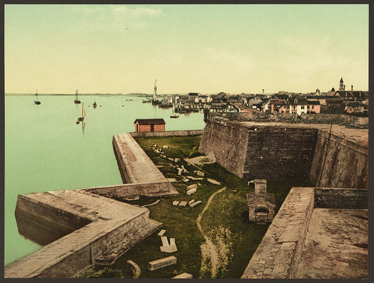 A picture of Fort Marion, St. Augustine and harbor