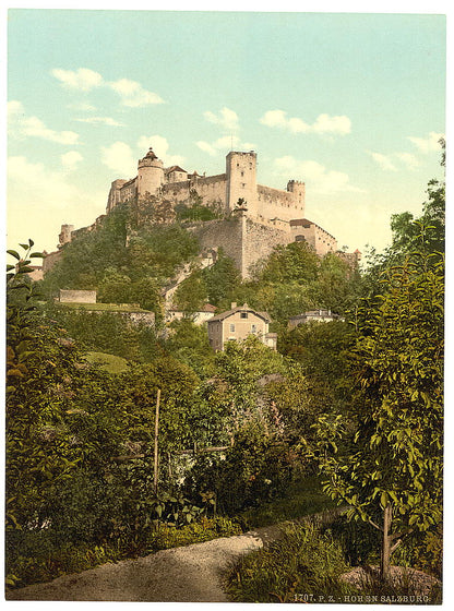 A picture of Fortress High-Salzburg (i.e., Hohensalzburg), Salzburg, Austro-Hungary