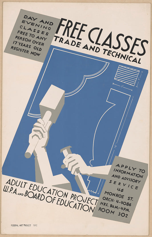 A picture of Free classes - trade and technical Day and evening classes free to any person over 17 years old : Register now.