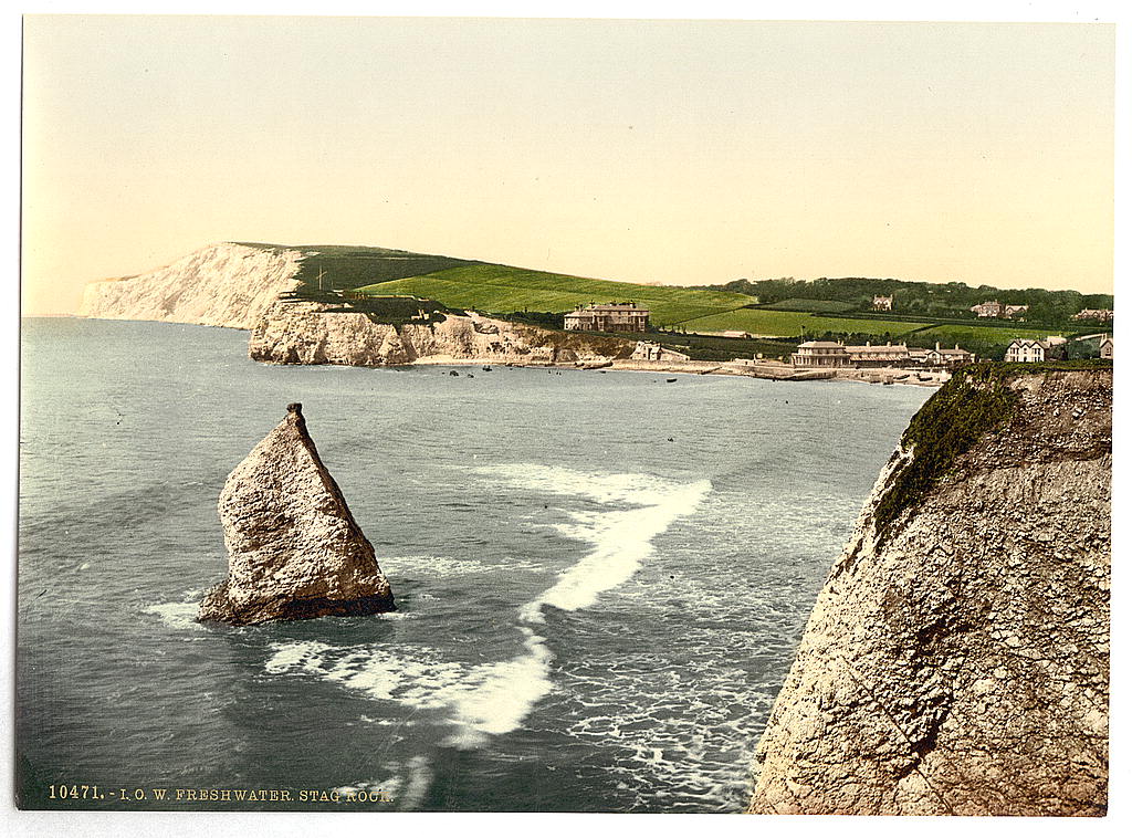 A picture of Freshwater Bay and Stag Rock, Isle of Wight, England