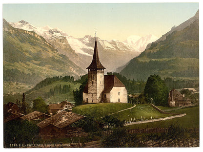 A picture of Frutigen, church and Alps, Bernese Oberland, Switzerland