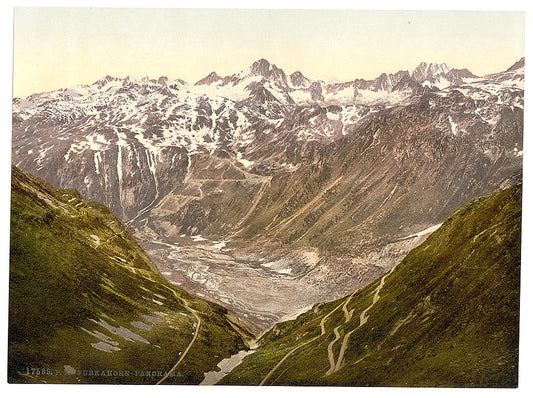 A picture of Furka Pass, general view from the Furkahorn, Bernese Oberland, Switzerland