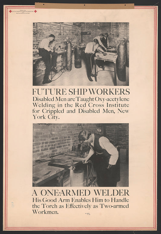 A picture of Future ship workers A one-armed welder.
