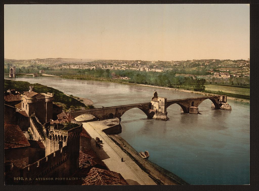 A picture of General view and Benezech Bridge, Avignon, Provence, France