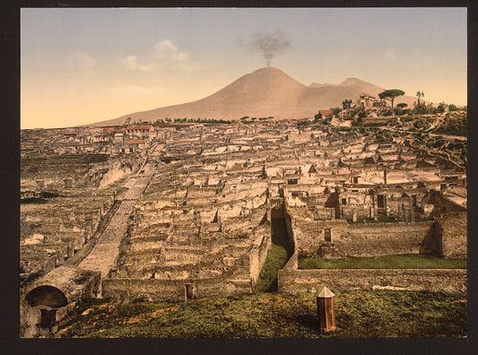 A picture of General view and Vesuvius, Pompeii, Italy