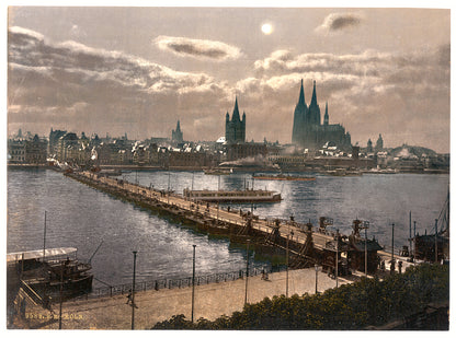 A picture of General view, by moonlight, Cologne, the Rhine, Germany