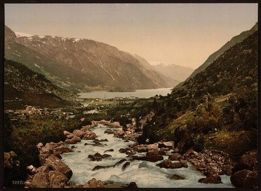 A picture of General view towards Odde (i.e. Odda), Hardanger Fjord, Norway