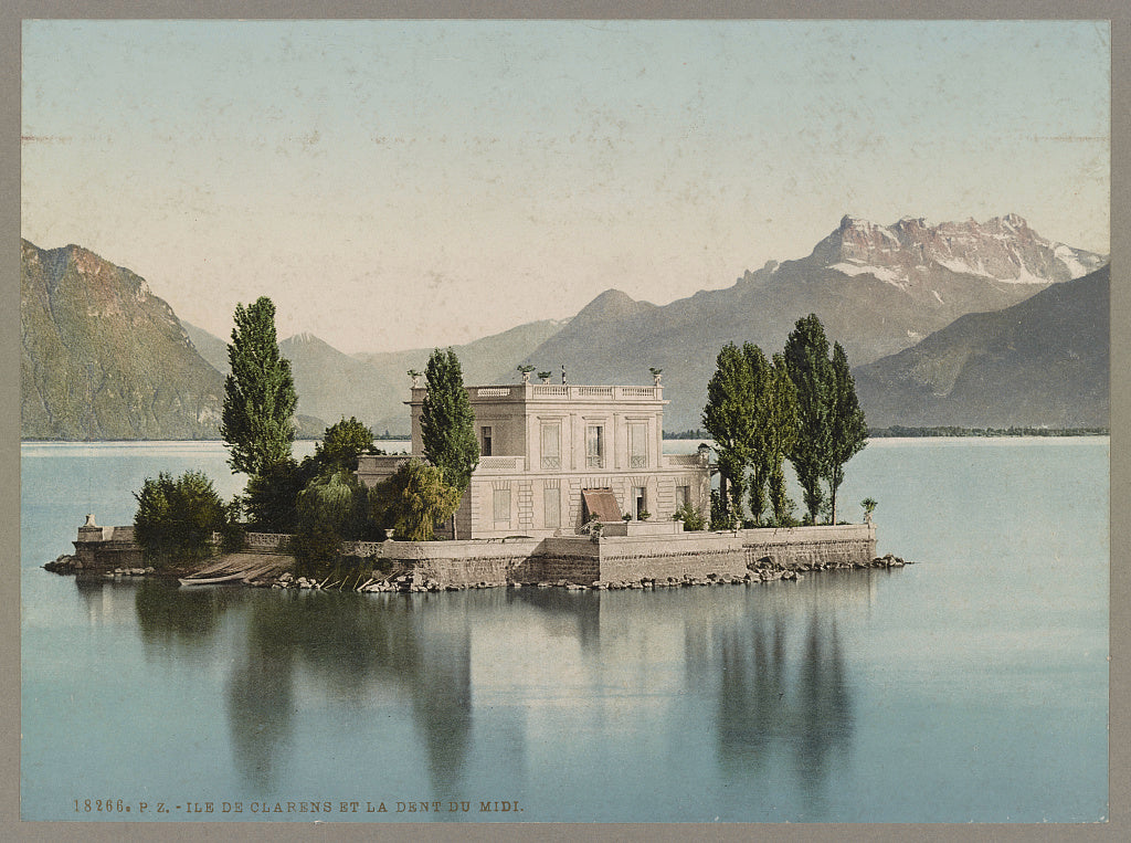 A picture of Genève. Ile de Clarens et la Dent du Midi