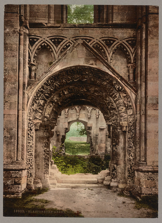 A picture of Glastonbury Abbey. Door. St. Joseph's Chapel