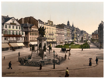 A picture of Goethe's Place and Goethe-Gutenburg Monument, Frankfort on Main (i.e. Frankfurt am Main), Germany