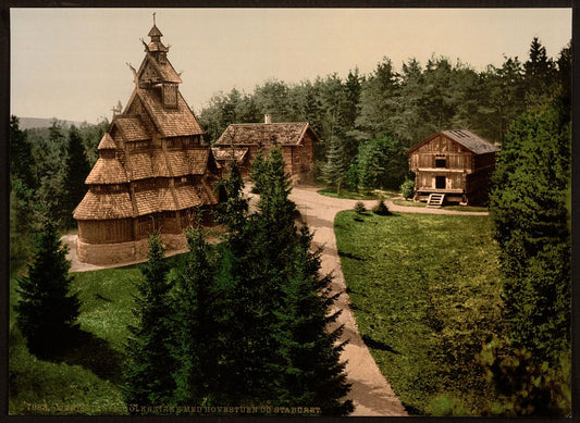 A picture of Gols Church, with Hovenstuen and Staburet, Christiania, Norway