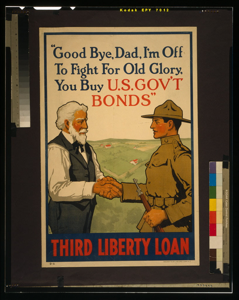 A picture of "Good bye, Dad, I'm off to fight for Old Glory, you buy U.S. gov't bonds" Third Liberty Loan /