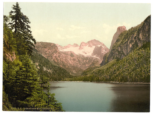 A picture of Gosausee and Dachstein, Upper Austria, Austro-Hungary