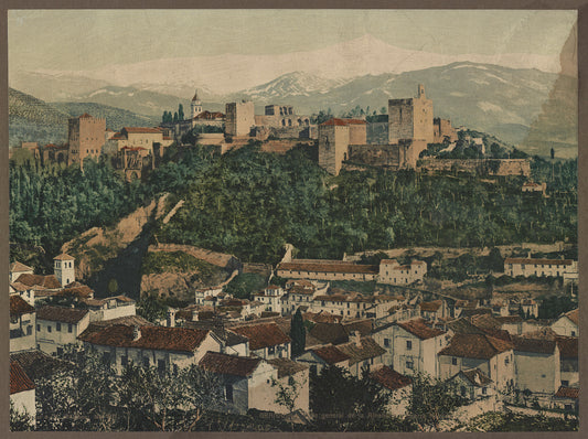 A picture of Granada. Vista generale de la Alhambra y Sierra Nevada