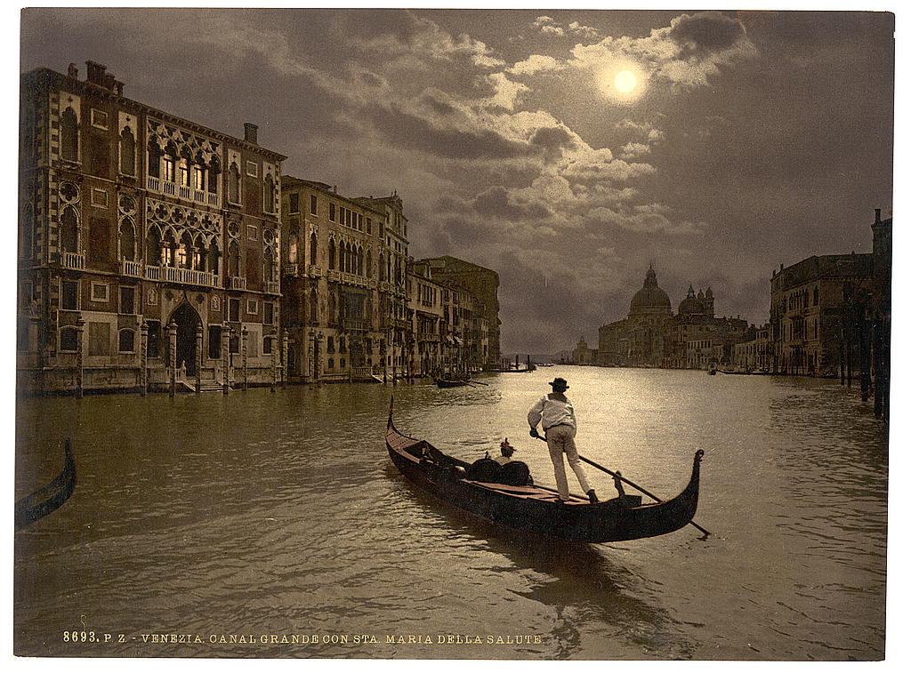 A picture of Grand Canal by moonlight, Venice, Italy