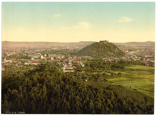 A picture of Graz, general view from the Rainer Kogel, Styria, Austro-Hungary
