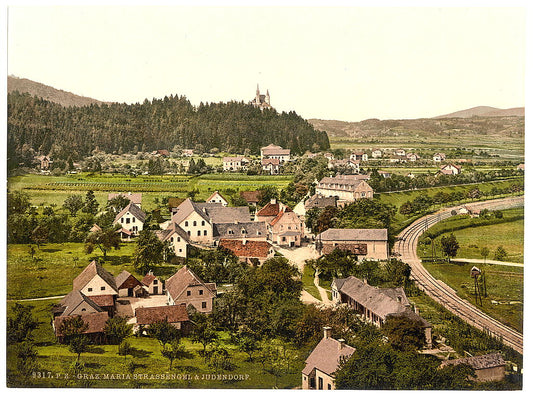 A picture of Graz, Maria Strassengal (i.e., Maria-Strassongel) and Judendorf, Styria, Austro-Hungary