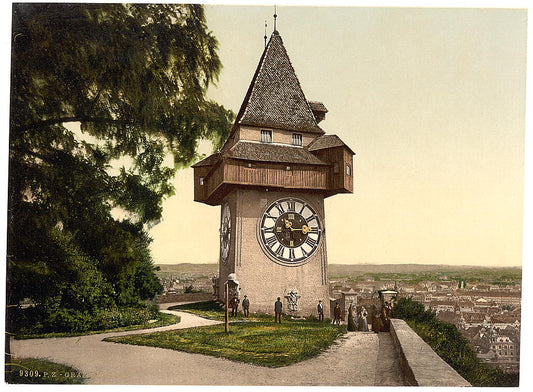 A picture of Graz, the clock, Styria, Austro-Hungary