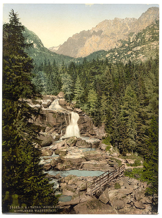 A picture of Great Kohlbach, Middle Waterfall, Tatra, Austro-Hungary