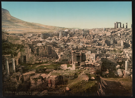 A picture of Grèce. Vue Generale des Fouilles de Corinthe Avec le Temple