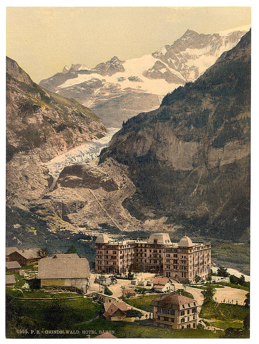 A picture of Grindelwald, Bear Hotel and glacier, Bernese Oberland, Switzerland