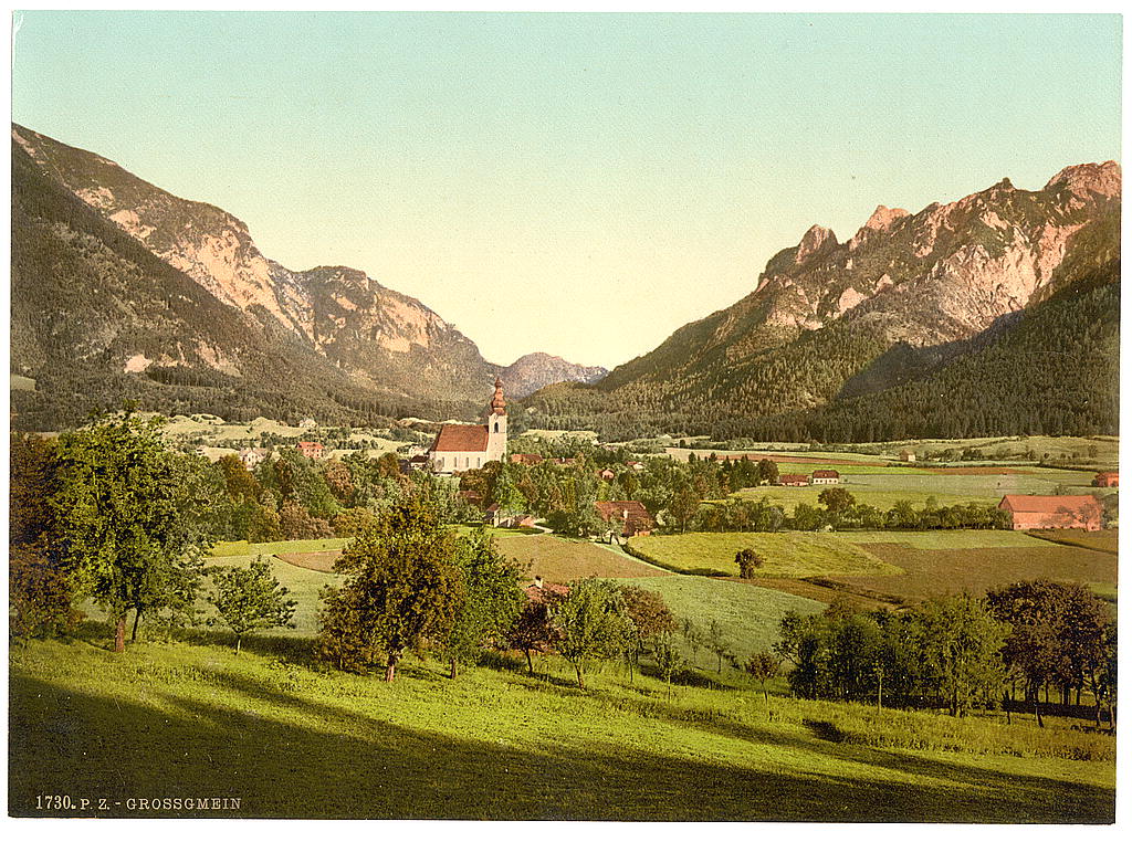 A picture of Grossgmein (i.e., Gross-Gmain), near the baths of Reichenhall, Salzburg, Austro-Hungary