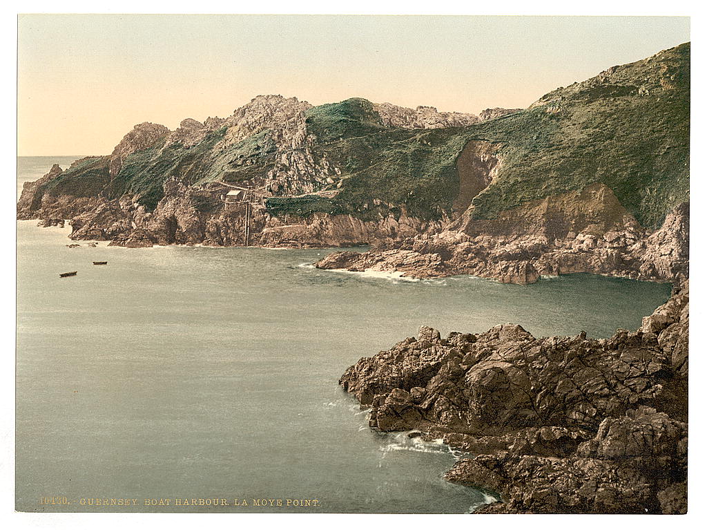 A picture of Guernsey, boat harbor, La Moye Point, Channel Islands