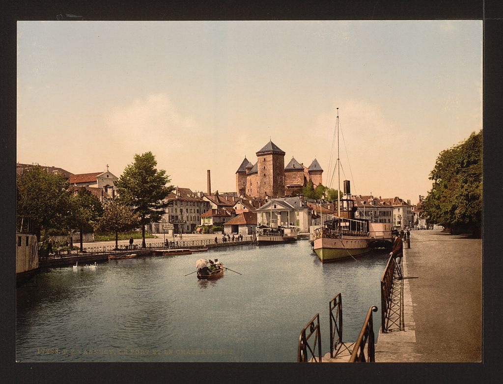 A picture of Harbor and chateau fort, Annecy, France