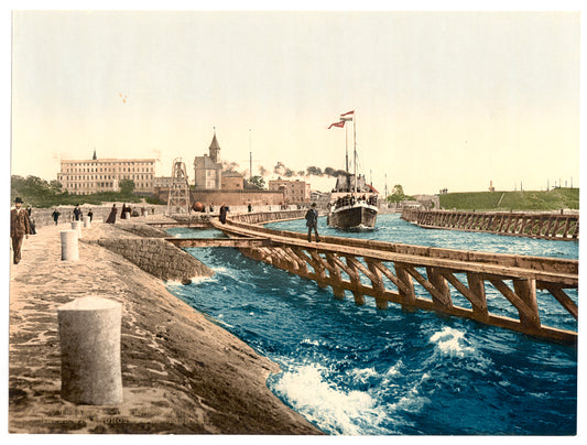 A picture of Harbor, hotel and pilot station, Colberg, Pomerania, Germany (i.e, Kołobrzeg, Poland)