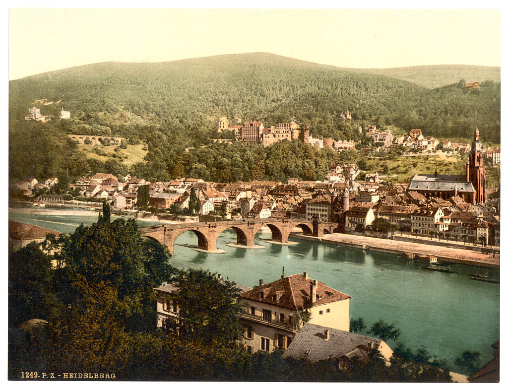 A picture of Heidelberg, seen from the Philosophenweg, Baden, Germany