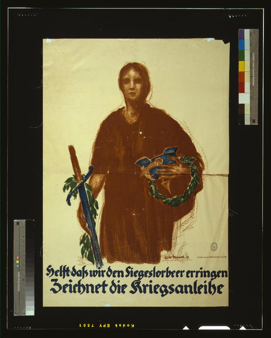 A picture of Helft, dass wir den Siegeslorbeer erringen. Zeichnet die Kriegsanleihe