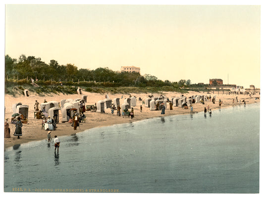 A picture of Hotel and beach, Colberg, Pomerania, Germany (i.e.,Kołobrzeg, Poland)