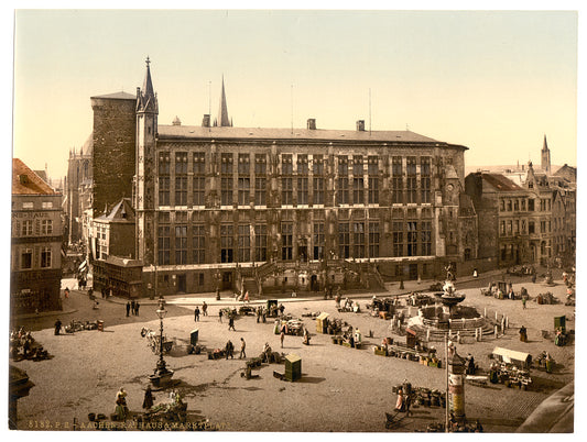 A picture of Hotel de Ville and market place, Aachen, the Rhine, Germany