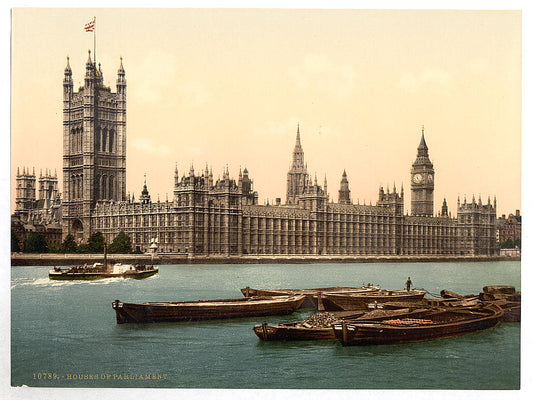 A picture of Houses of Parliament from the river, London, England