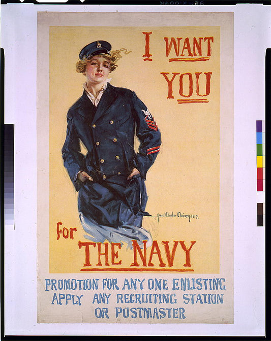 A picture of I want you for the Navy promotion for anyone enlisting, apply any recruiting station or postmaster /