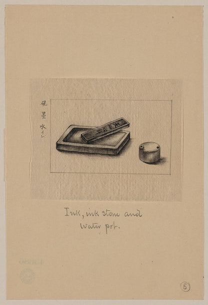 A picture of Ink, ink stone and water pot