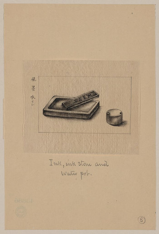 A picture of Ink, ink stone and water pot