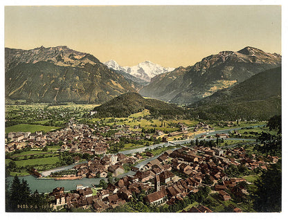 A picture of Interlaken, from the Heimwehfluh, towards the Harder, Bernese Oberland, Switzerland