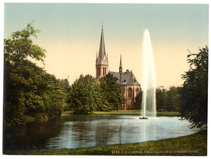 A picture of Johanna Park and Lutheran church, Leipsig (i.e., Leipzig), Saxony, Germany