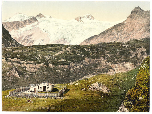 A picture of Johannishutte, with Grossvenediger, Tyrol, Austro-Hungary