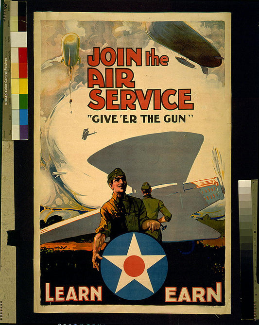 A picture of Join the the Air Service--"Give 'er the gun"